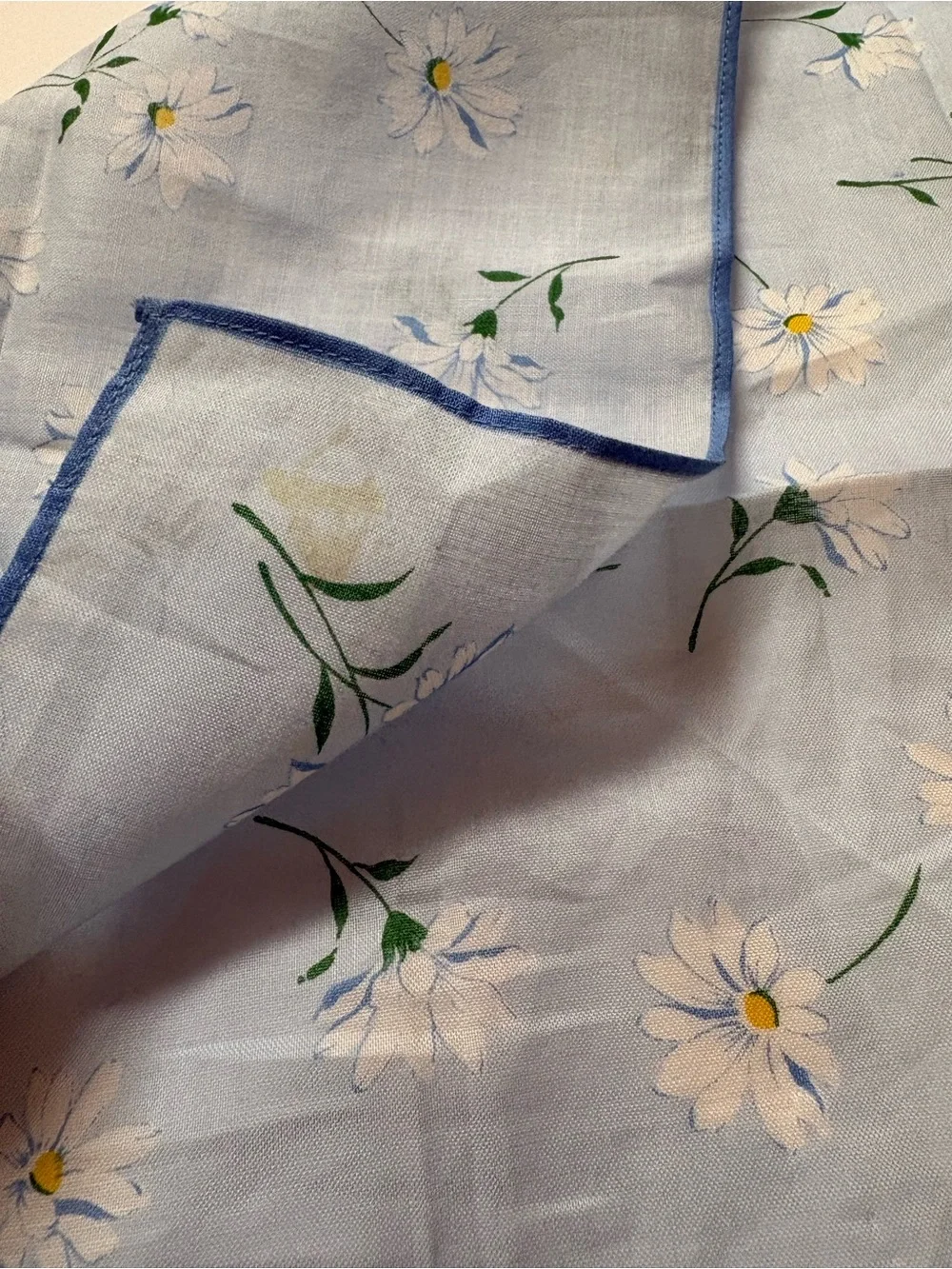 Pierre Balmain Light Blue Floral Scarf with White Daisies